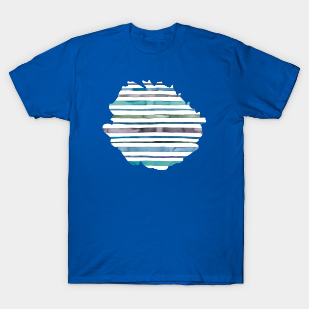 Nautical Sea Stripes Blue T-Shirt by ninoladesign